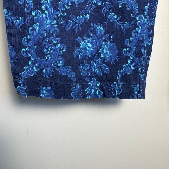 Isaac Mizrahi Live Women's 14 Abstract Floral Pull-On Stretch Pants Blue Jegging - Picture 3 of 12